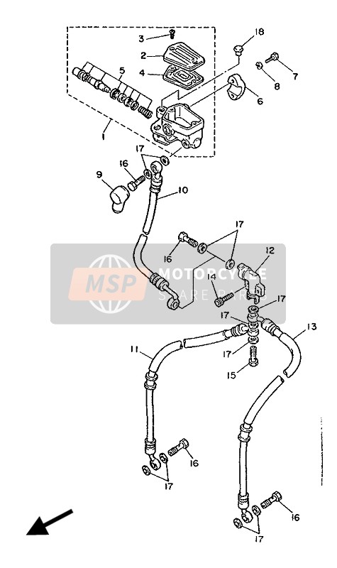 Yamaha FZ600 1986 Pompa freno anteriore per un 1986 Yamaha FZ600