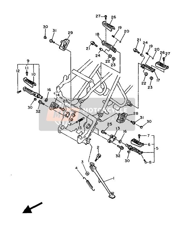 Yamaha FZ600 1986 Stand & Footrest for a 1986 Yamaha FZ600