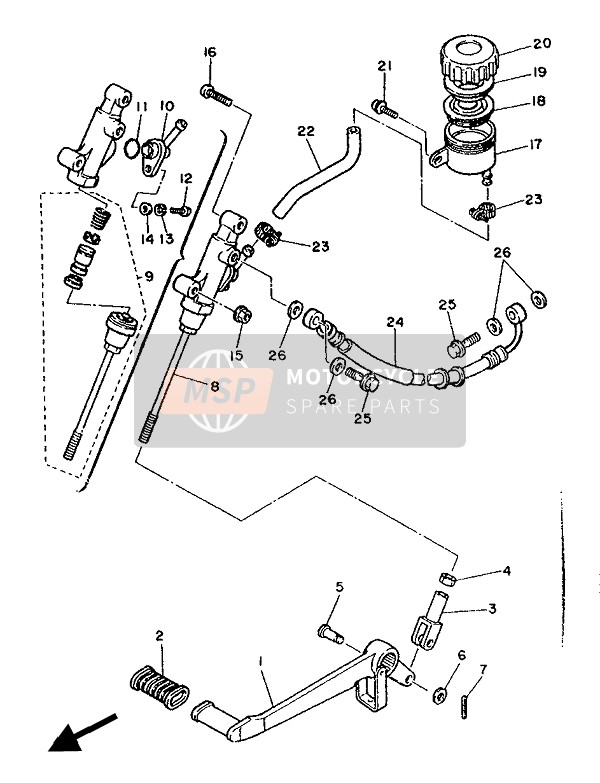 Yamaha FZ600 1986 Maître-cylindre arrière pour un 1986 Yamaha FZ600