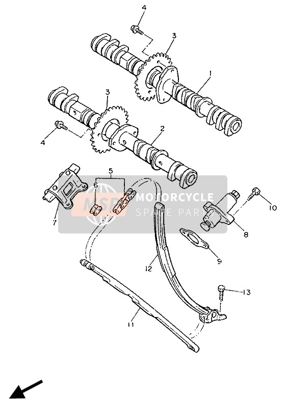 Yamaha FZ750 1986 NOCKENWELLE & STEUERKETTE für ein 1986 Yamaha FZ750