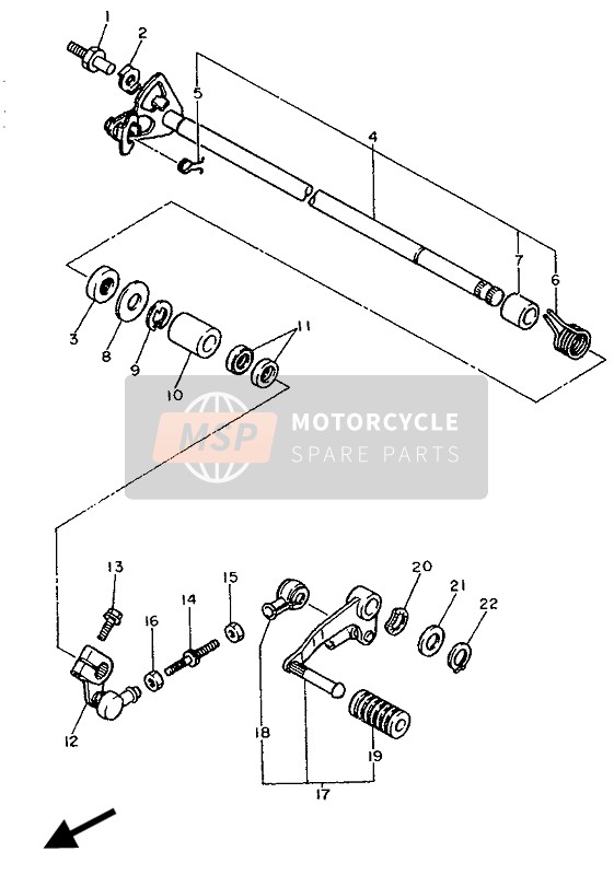 Yamaha FZ750 1986 Shift Shaft for a 1986 Yamaha FZ750