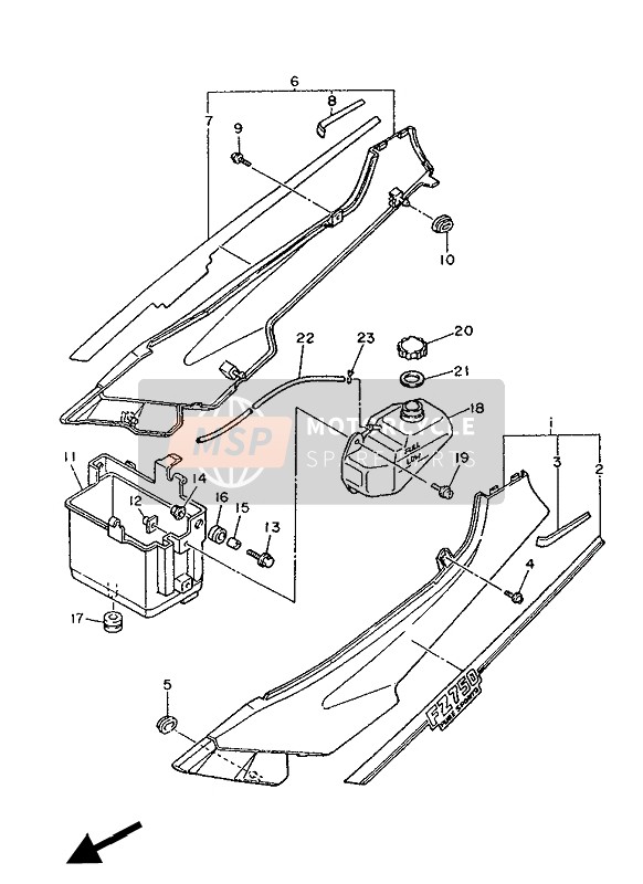 Yamaha FZ750 1986 Couvercle latéral & Cuve à mazout pour un 1986 Yamaha FZ750