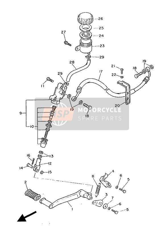 Yamaha FZ750 1986 Maître-cylindre arrière pour un 1986 Yamaha FZ750