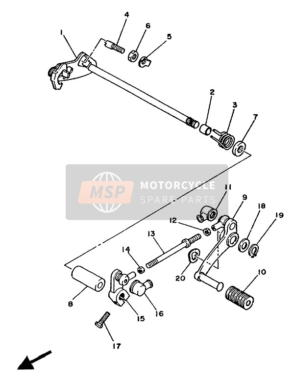 Yamaha RD350LC 1986 Shift Shaft for a 1986 Yamaha RD350LC