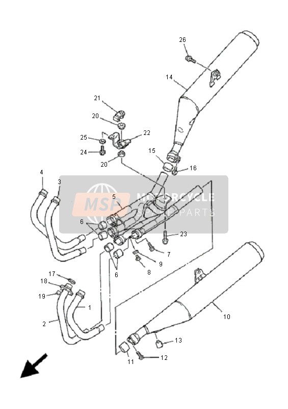 Yamaha XJ900S DIVERSION 2001 Uitlaat voor een 2001 Yamaha XJ900S DIVERSION