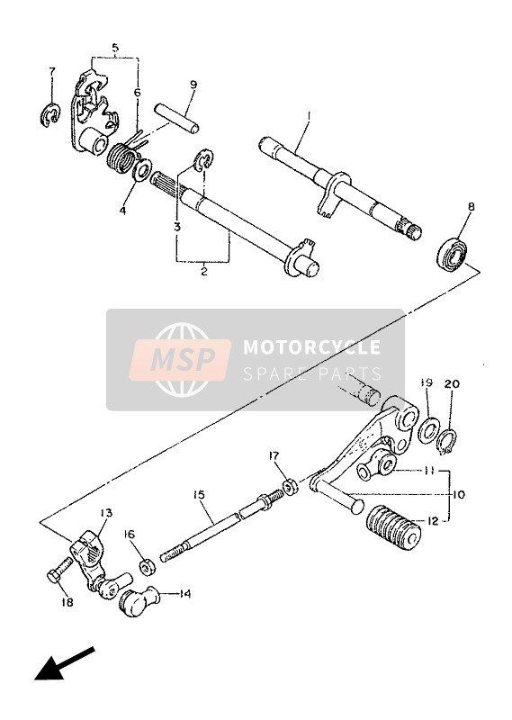 Yamaha SRX600 1986 Arbre de changement de vitesse pour un 1986 Yamaha SRX600