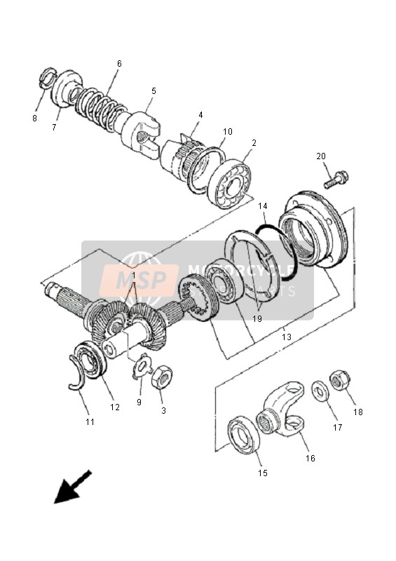 Yamaha XJ900S DIVERSION 2001 Ingranaggio di trasmissione centrale per un 2001 Yamaha XJ900S DIVERSION