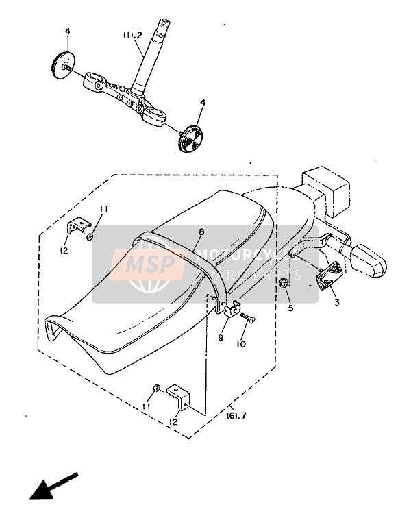 355851110100, Reflector, Front 1, Yamaha, 5