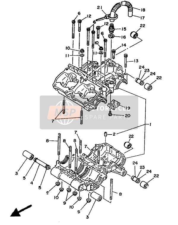 Yamaha TZ250(S) 1986 Crankcase for a 1986 Yamaha TZ250(S)