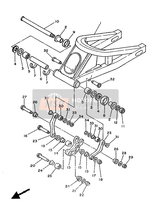 Yamaha TZ250(S) 1986 Rear Arm for a 1986 Yamaha TZ250(S)