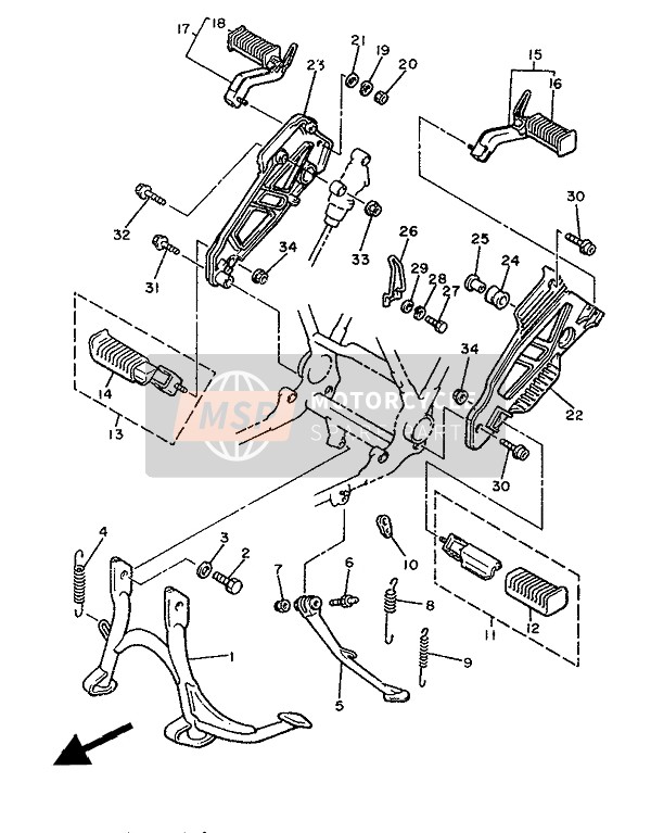 51J274200000, Front Footrest Assy (Right), Yamaha, 4