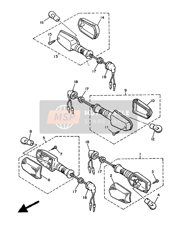 Yamaha XJ600 1986 Luz intermitente para un 1986 Yamaha XJ600