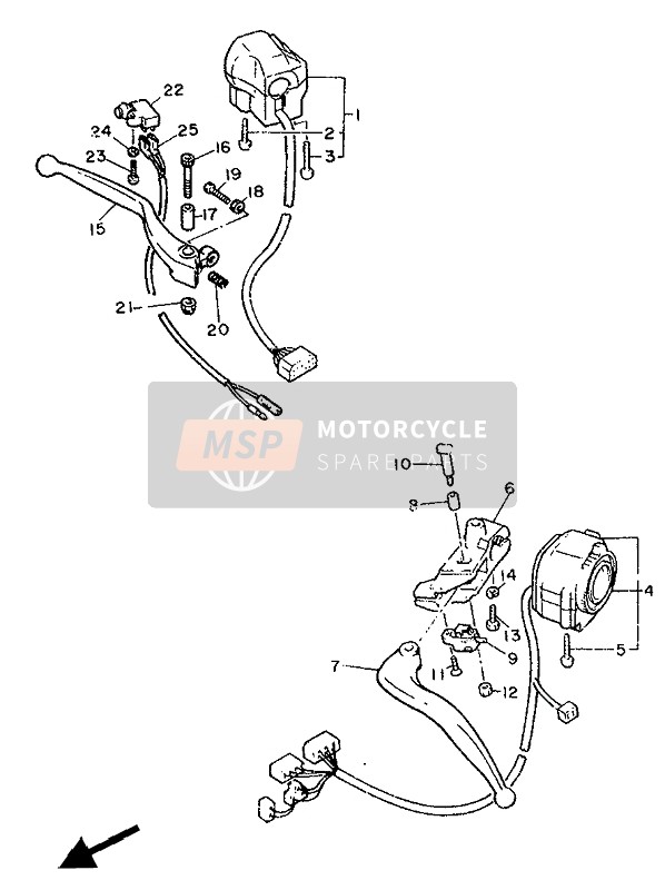 Yamaha XJ600 1986 Interruptor de manija & Palanca para un 1986 Yamaha XJ600