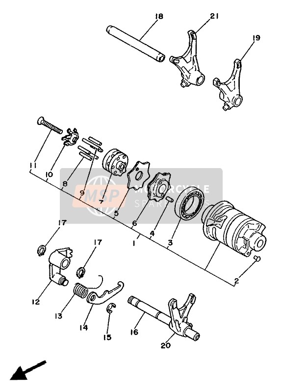 Yamaha XT350 1986 Shift Cam & Fourchette pour un 1986 Yamaha XT350