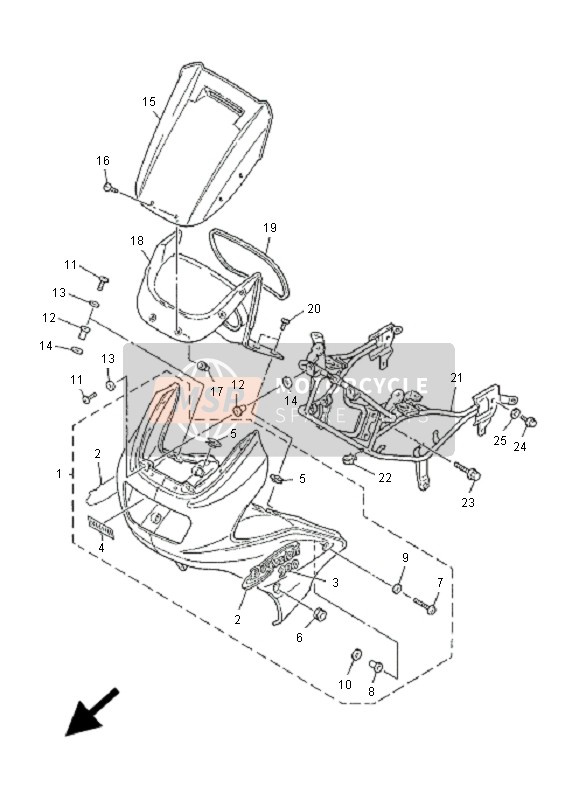 Yamaha XJ900S DIVERSION 2001 Kuipwerk 1 voor een 2001 Yamaha XJ900S DIVERSION