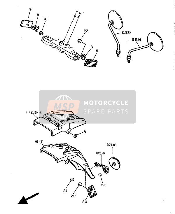 34L216112000, Achterspatbord, Yamaha, 3