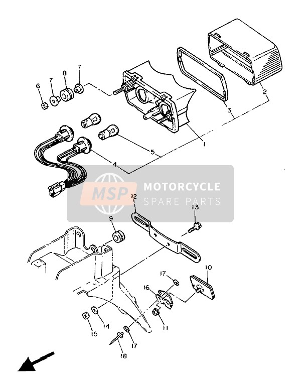 Yamaha XT600Z TENERE 1986 Achterlicht voor een 1986 Yamaha XT600Z TENERE