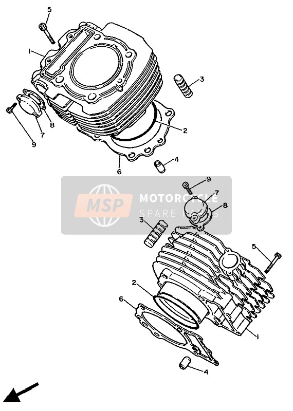Yamaha XV1000 VIRAGO 1986 Cylinder for a 1986 Yamaha XV1000 VIRAGO