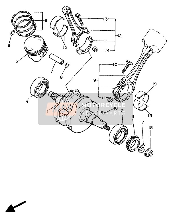 Yamaha XV1000 VIRAGO 1986 Crankshaft & Piston for a 1986 Yamaha XV1000 VIRAGO