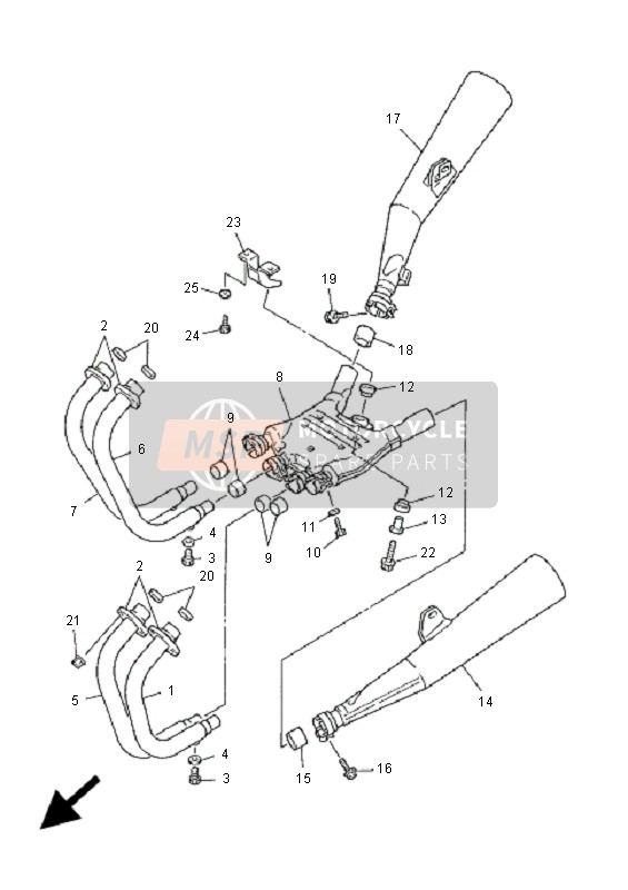 Yamaha XJR1300 2001 Échappement pour un 2001 Yamaha XJR1300