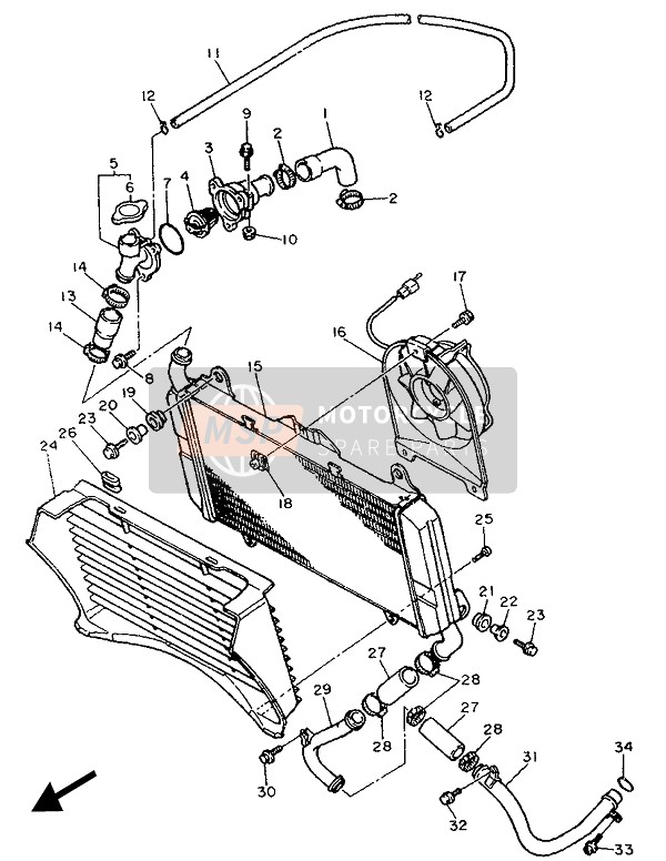 Yamaha FZ750 1987 Tuyau de radiateur pour un 1987 Yamaha FZ750