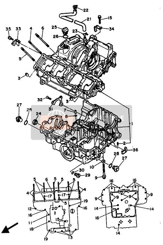 Yamaha FZ750 1987 Caja Del Cigüeñal para un 1987 Yamaha FZ750