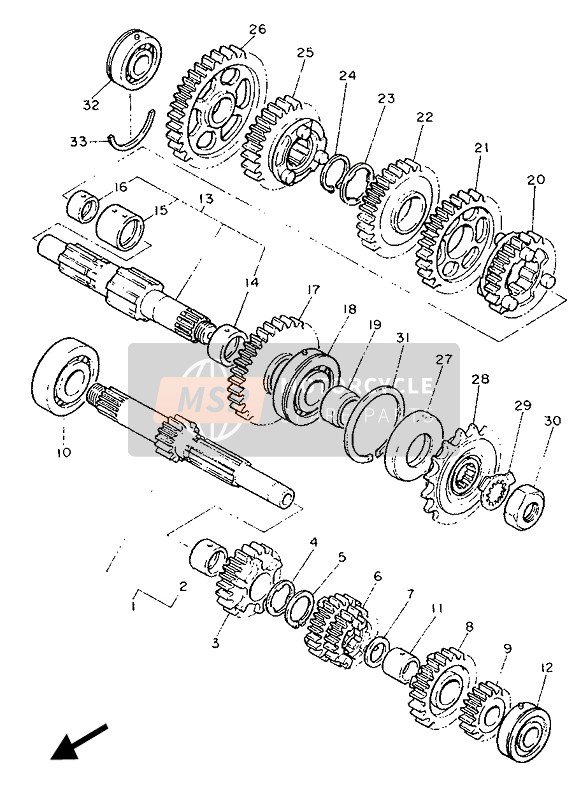 Yamaha FZ750 1987 Transmissie voor een 1987 Yamaha FZ750