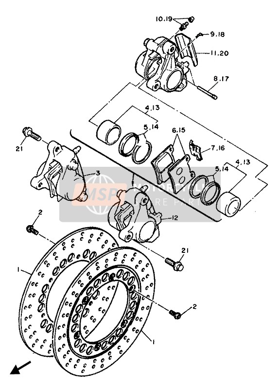 Yamaha FZ750 1987 BREMSSATTEL VORNE für ein 1987 Yamaha FZ750