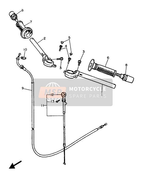 Yamaha FZ750 1987 Maniglia dello sterzo & Cavo per un 1987 Yamaha FZ750