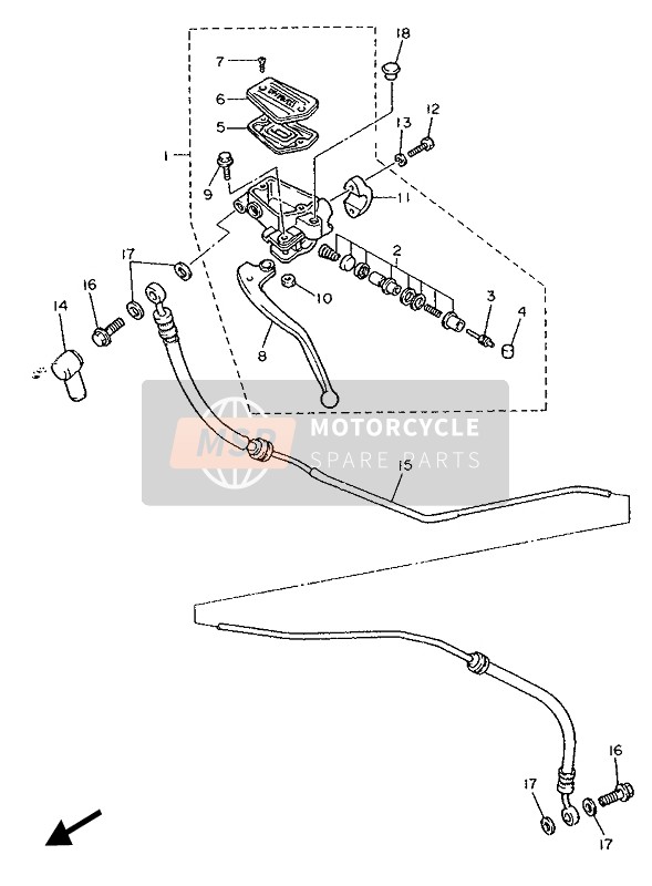 Yamaha FZ750 1987 Front Master Cylinder 2 for a 1987 Yamaha FZ750