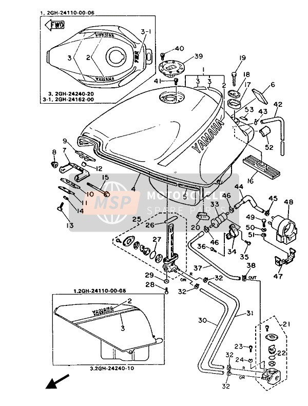 3LN245000000, Fuel Cock Assy 1, Yamaha, 5