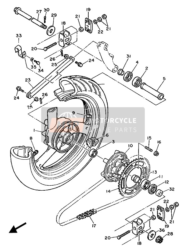 Yamaha FZR1000 1987 HINTERRAD für ein 1987 Yamaha FZR1000