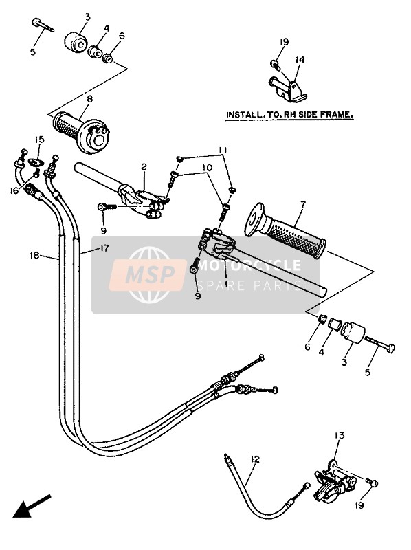 Yamaha FZR1000 1987 Steering Handle & Cable for a 1987 Yamaha FZR1000