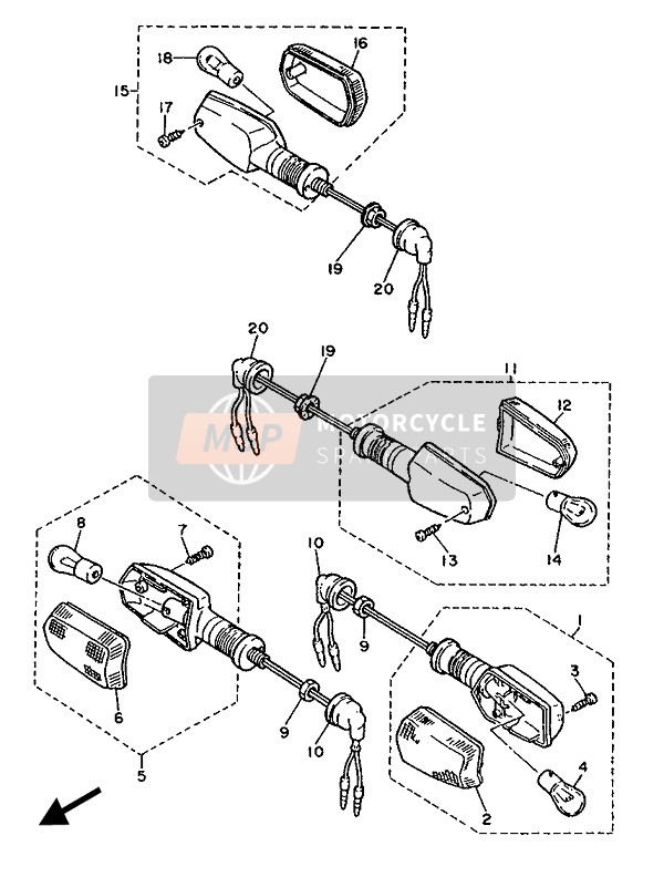 Yamaha FZR1000 1987 Luz intermitente para un 1987 Yamaha FZR1000