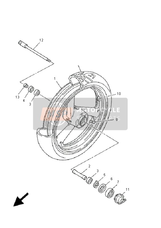 Yamaha XJR1300 2001 Front Wheel for a 2001 Yamaha XJR1300