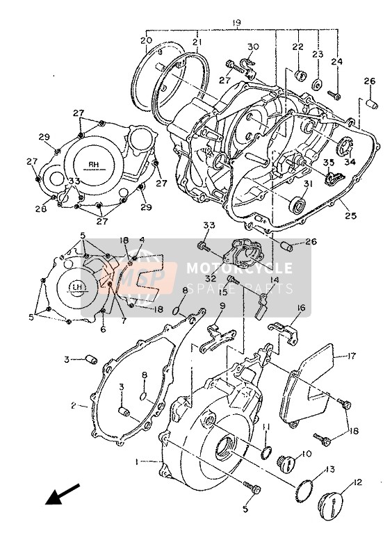 Yamaha SRX600 1987 Crankcase Cover 1 for a 1987 Yamaha SRX600