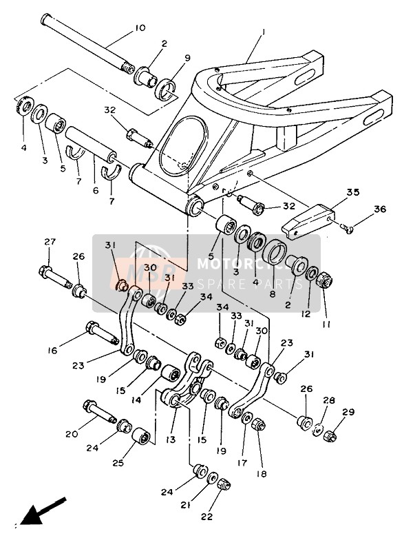 Yamaha TZ250T 1987 Rear Arm for a 1987 Yamaha TZ250T