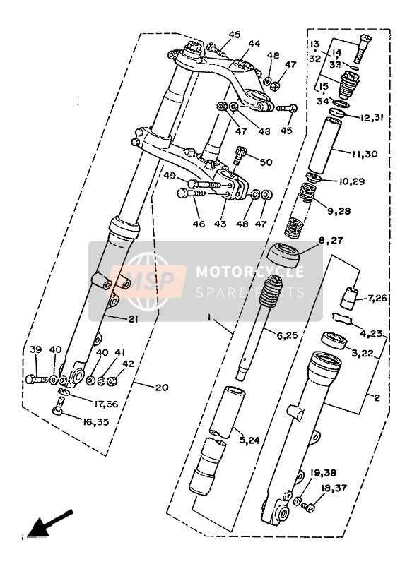 Yamaha TZ250T 1987 Forcella anteriore per un 1987 Yamaha TZ250T