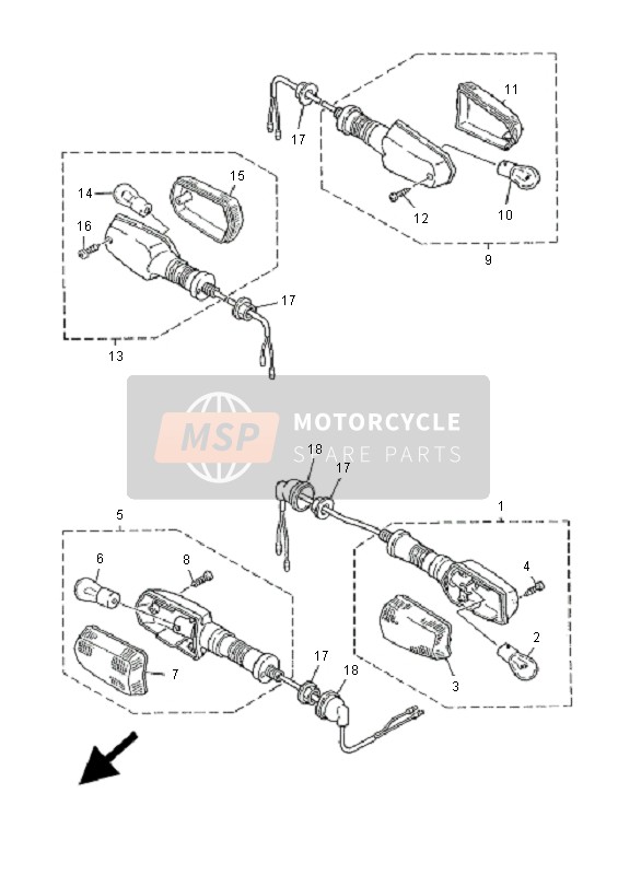 Yamaha XJR1300 2001 Luz intermitente para un 2001 Yamaha XJR1300