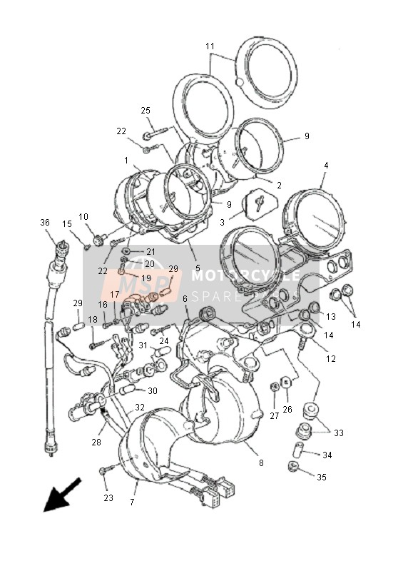 Yamaha XJR1300 2001 Meter for a 2001 Yamaha XJR1300