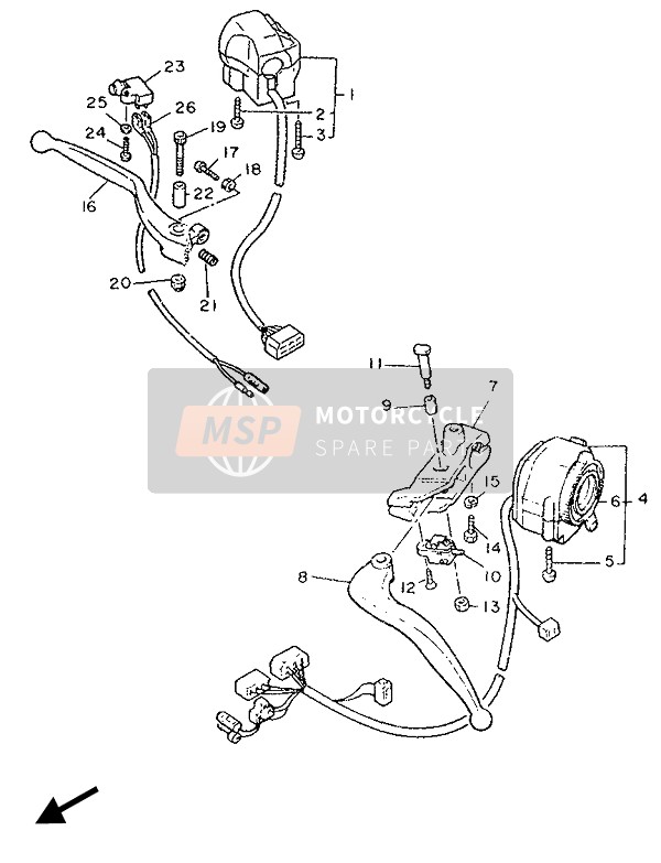 Yamaha XJ900F 1987 HANDSCHALTER & HEBEL für ein 1987 Yamaha XJ900F