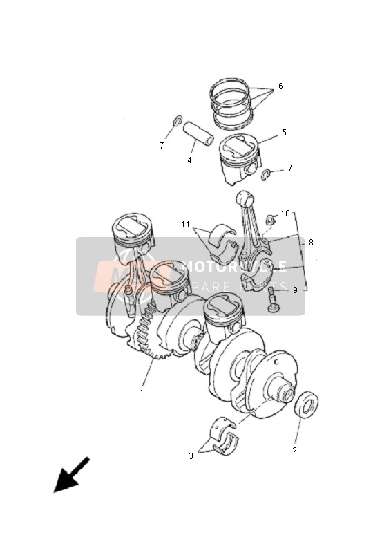 Yamaha XJR1300SP 2001 Vilebrequin & Piston pour un 2001 Yamaha XJR1300SP