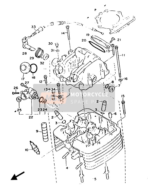 Yamaha XT600 1987 Cylinder Head for a 1987 Yamaha XT600