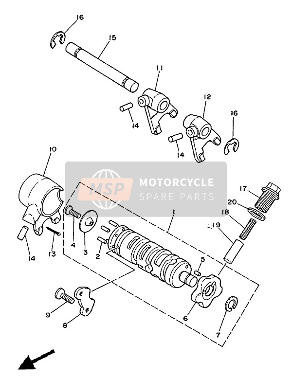 Yamaha YSR50 1987 Shift Cam & Fork for a 1987 Yamaha YSR50