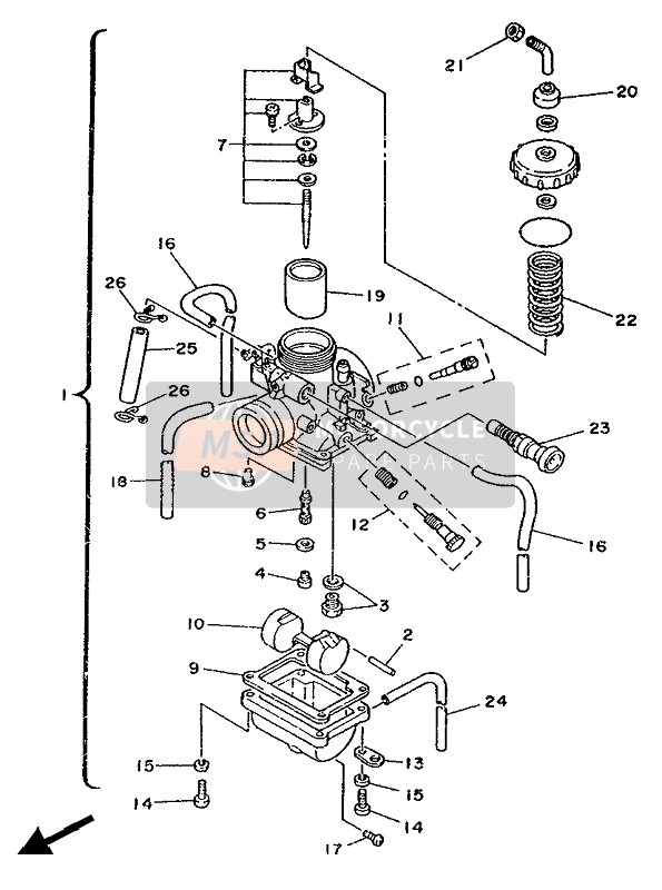 Yamaha DT125R 1988 Carburettor for a 1988 Yamaha DT125R