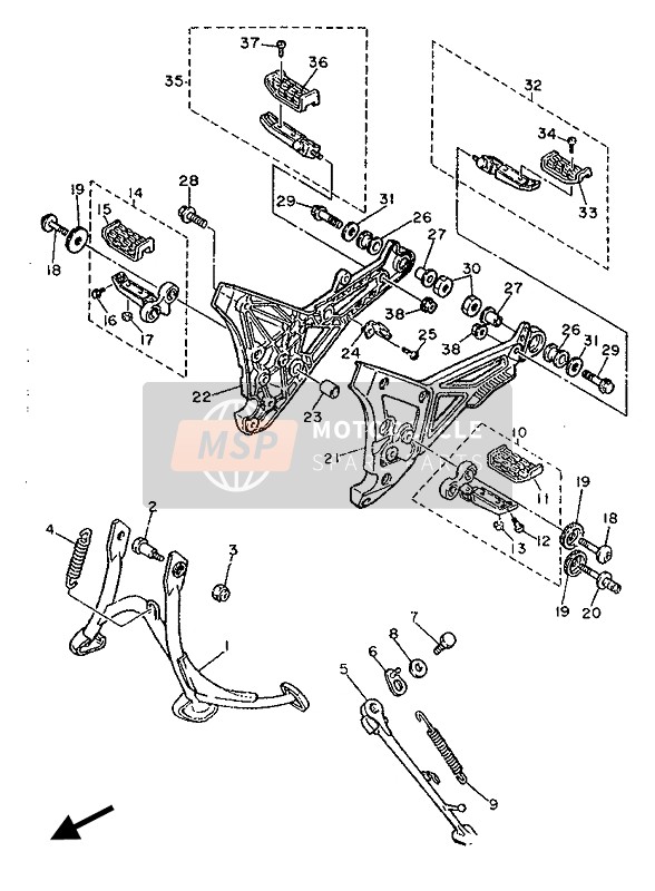 Yamaha FJ1200 1988 STÄNDER & FUSSRASTE für ein 1988 Yamaha FJ1200