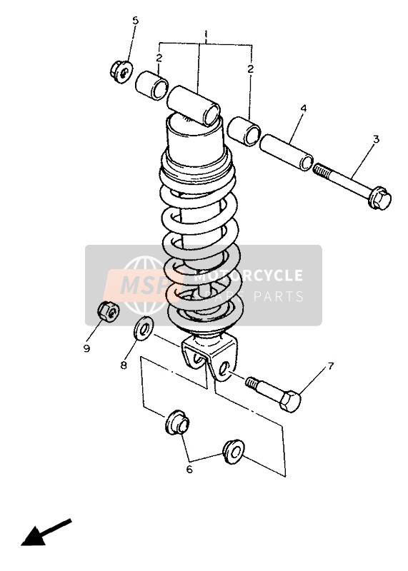 Yamaha FZ750 GENESIS 1988 Sospensione posteriore per un 1988 Yamaha FZ750 GENESIS