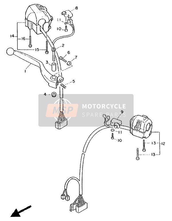 Yamaha FZ750 GENESIS 1988 HANDSCHALTER & HEBEL für ein 1988 Yamaha FZ750 GENESIS