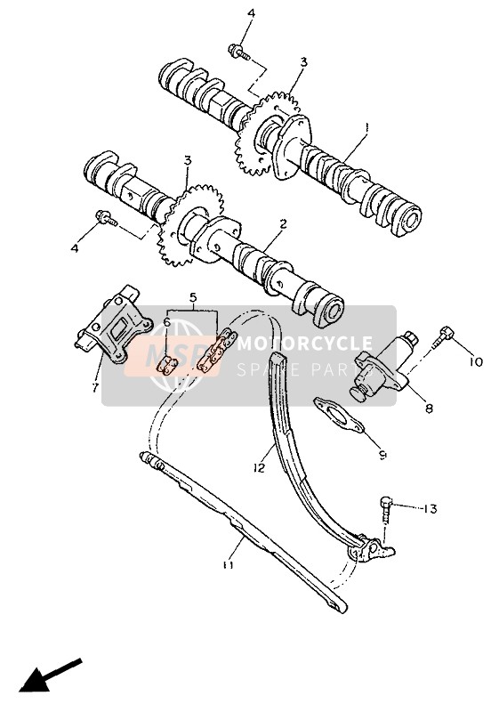 Yamaha FZ750R 1988 Arbre À Cames & Chaîne pour un 1988 Yamaha FZ750R