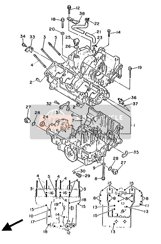 Yamaha FZ750R 1988 Caja Del Cigüeñal para un 1988 Yamaha FZ750R